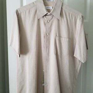 Calvin Klein - Short Sleeve Neutral Tone - Dress Shirt